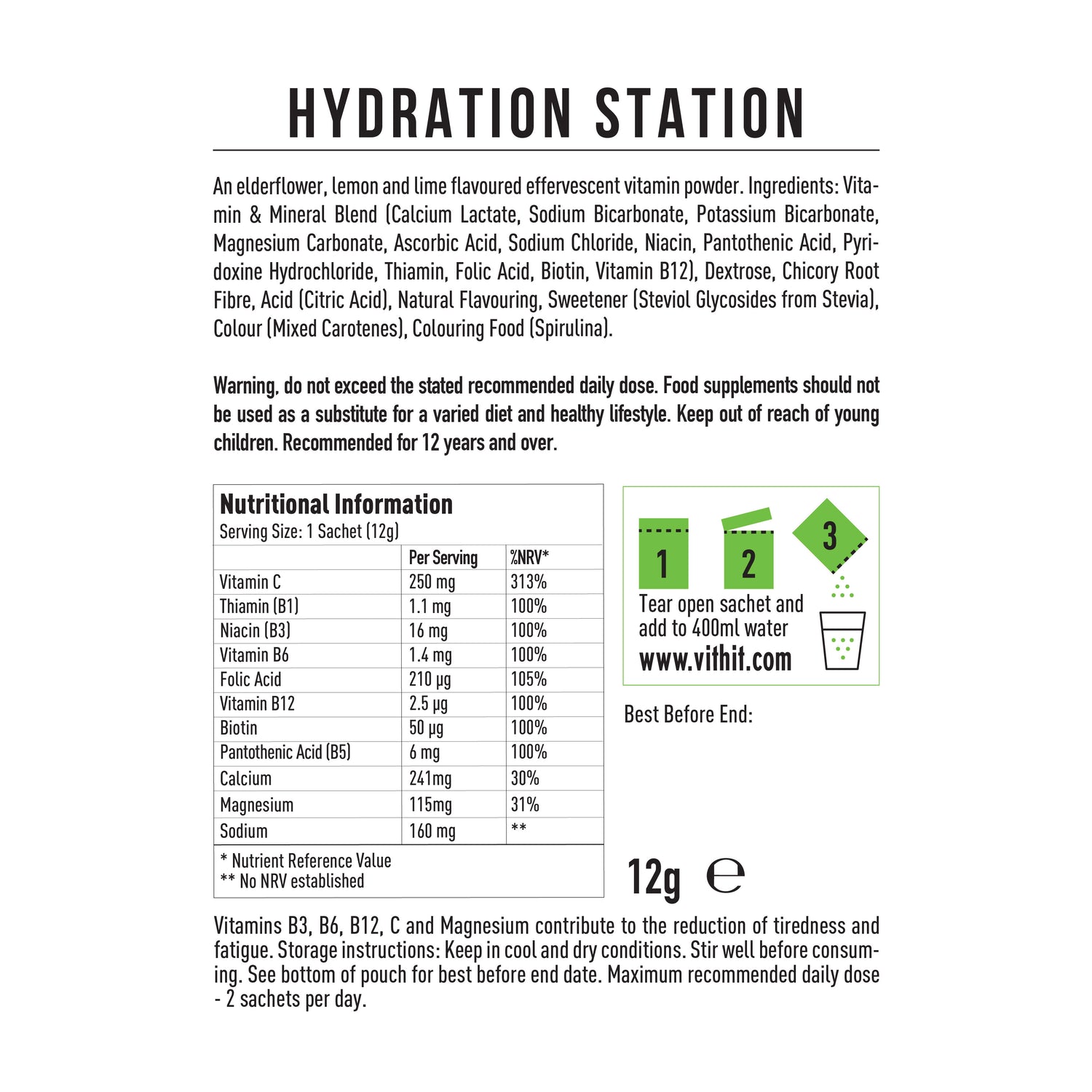 VITHIT XL Hydration Station - Lemon, Lime &amp; Elderflower